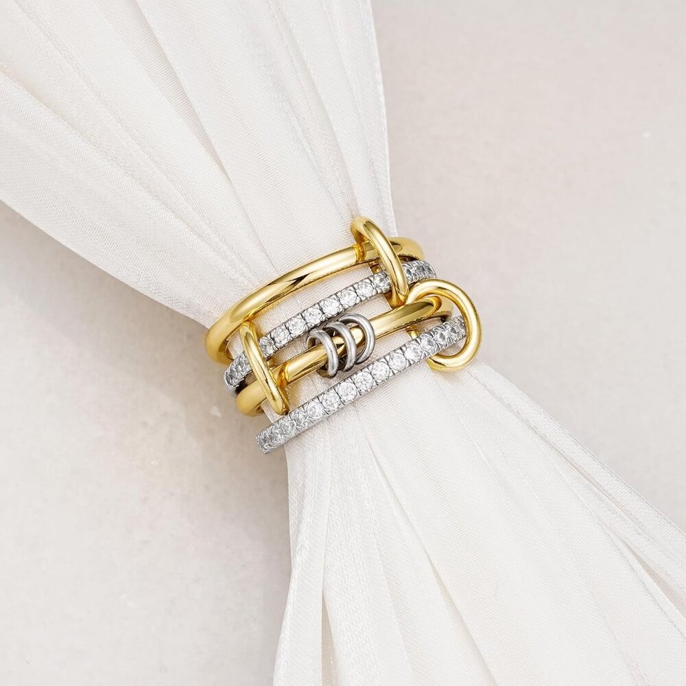 Cubic Zirconia Interlocked Stackable Rings For Wo… - image 5